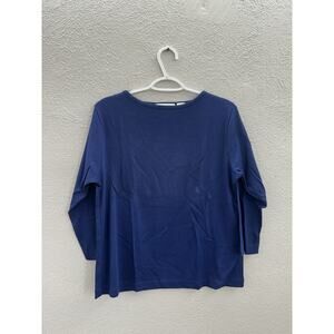 Haymaker Womens Shirt Size Medium Blue Boat Neck Knit Top 3/4 Sleeve